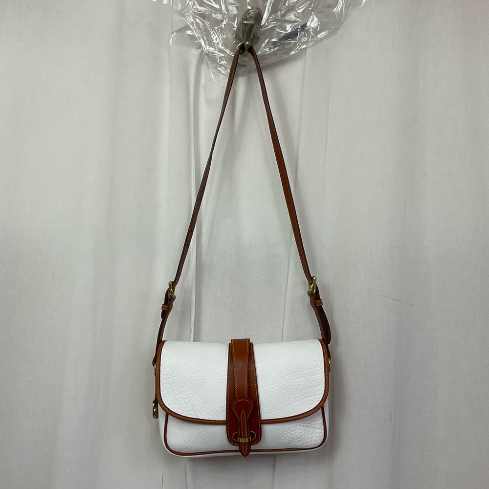 Dooney & Bourke Vintage Women's White and Tan Leather Crossbody Shoulder Bag - - Picture 3 of 11